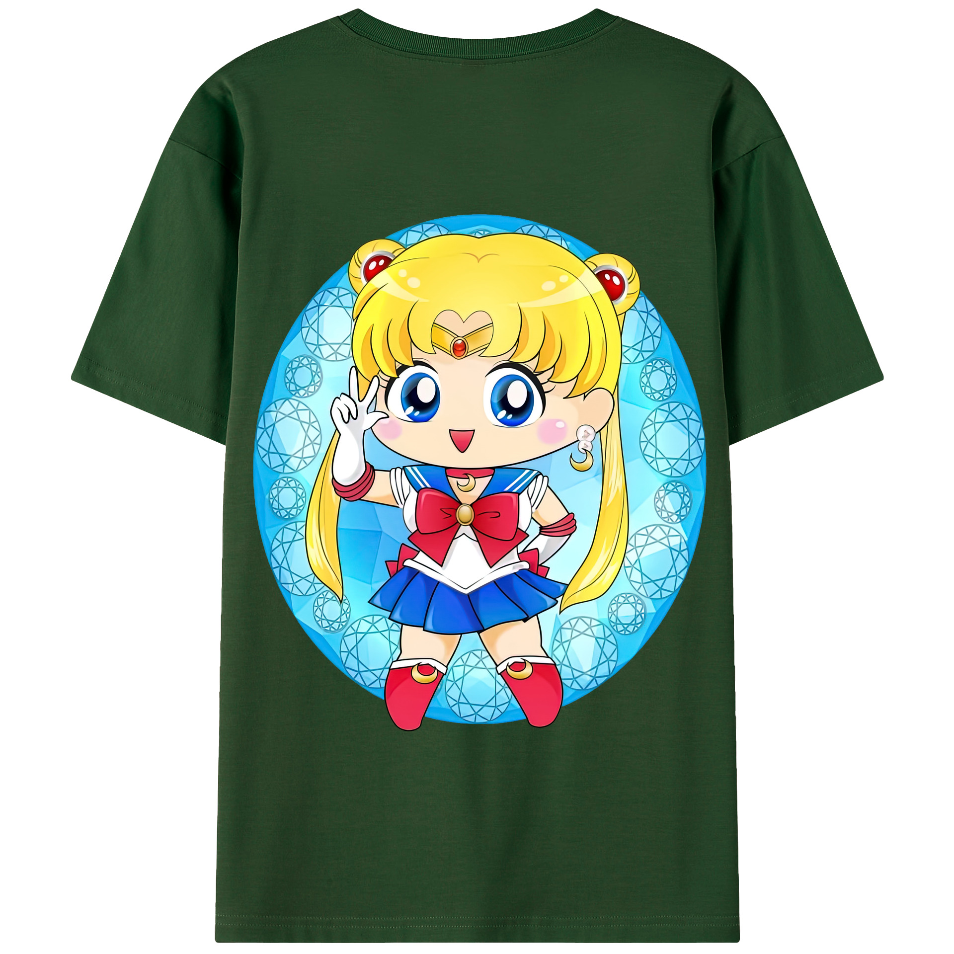 （画像用） 美少女戦士セーラームーン 月野 うさぎ つきの うさぎ Sailor Moon Tsukino Usagi 綿100％半袖Tシャツ（背面プリント）